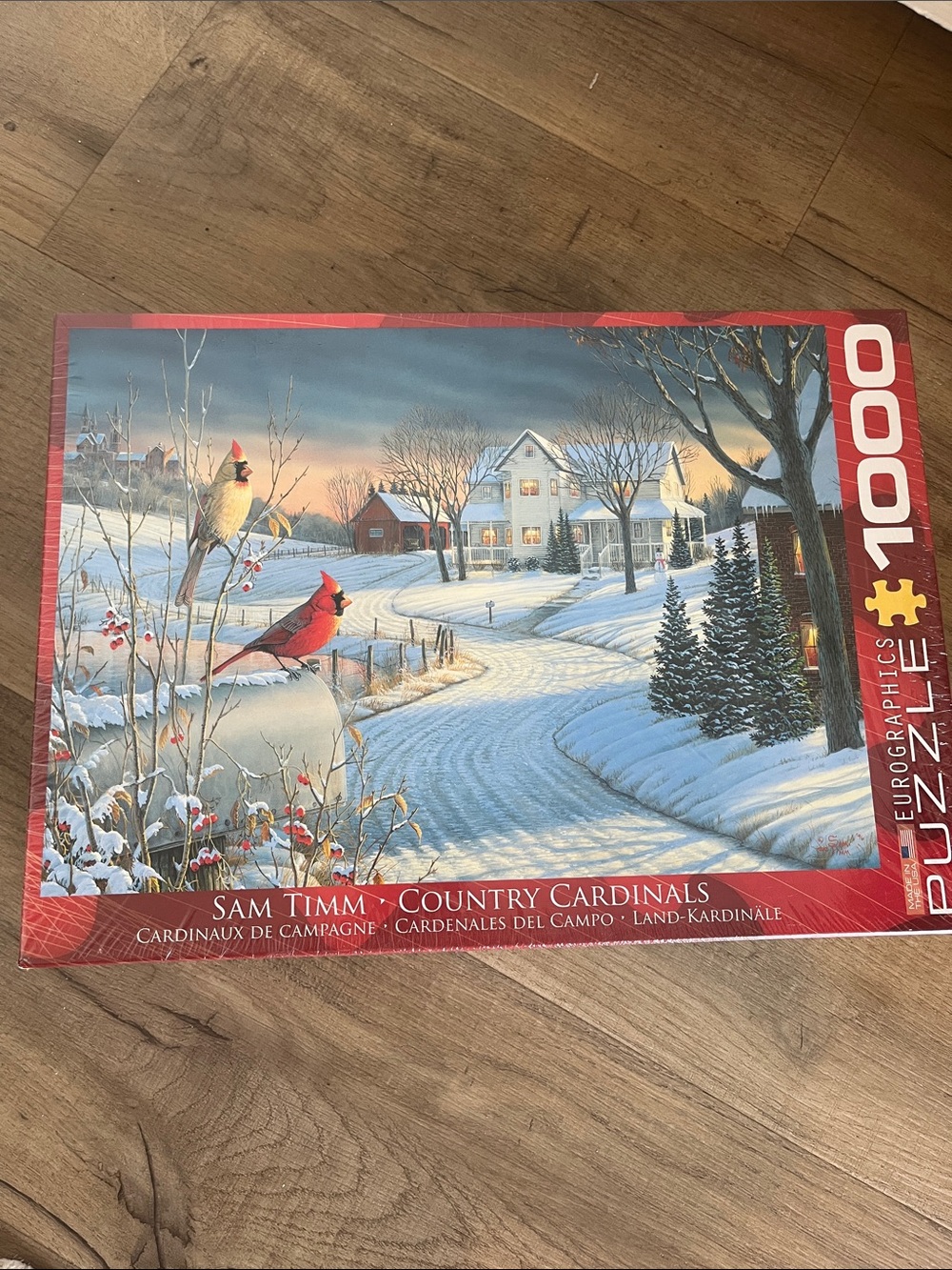 Sam Timm Country Cardinals 1000-Piece Puzzle - Red & White Winter Scene Holiday